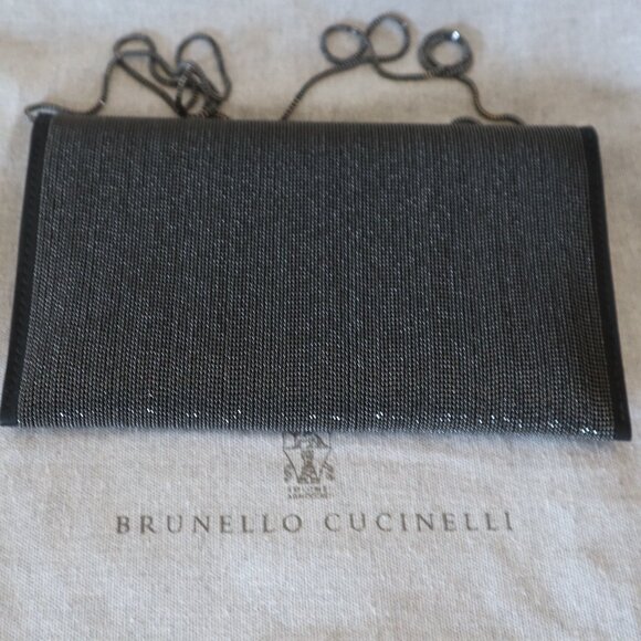 Brunello Cucinelli Monili Crossbody City Bag Gunmetal Clutch Precious New $3895 - Picture 6 of 10